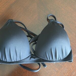 Shade & Shore Womens Size 34c Bikini Top Swimsuit Black Padded pushup ‎  NWT